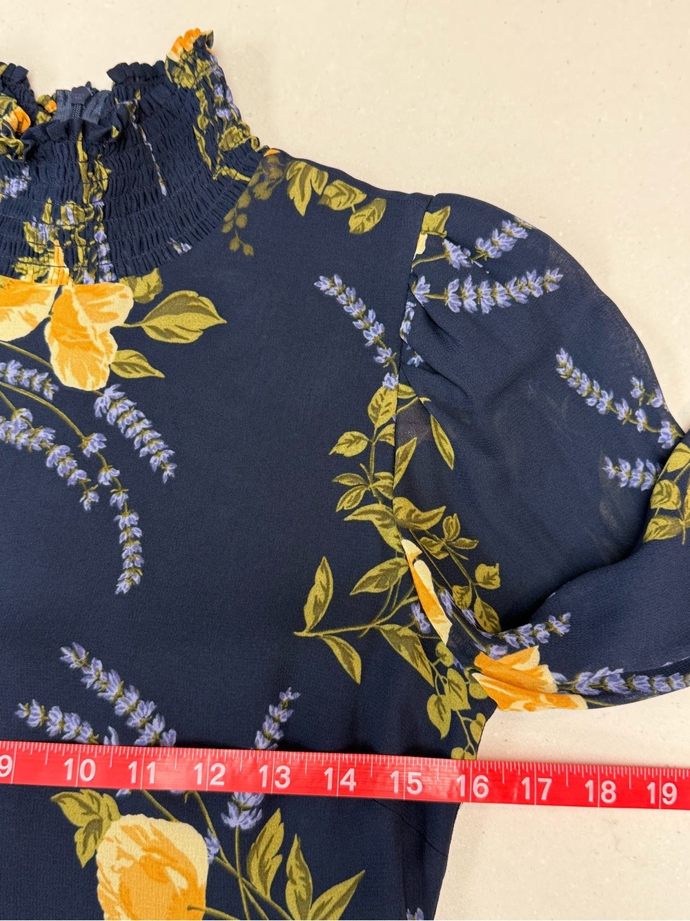 Reformation The Stevi Dres Dark Navy Floral Long-Sleeve Dress - Picture 11 of 13